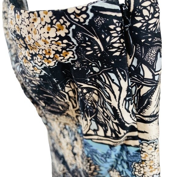 Plenty by Tracy Reese Size 2 Into the Woods Silk Dress Blue Black One Shoulder - Picture 8 of 9